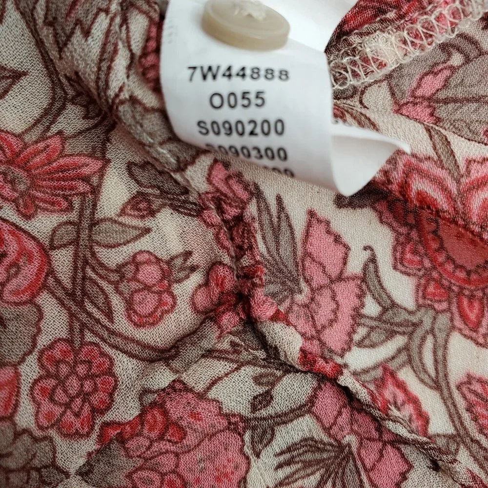 Lucky Brand Womens Blouse Long Sleeve Button Up Red Pink Floral Medium 7W44888 - Picture 8 of 8